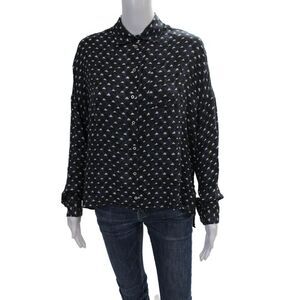 Massimo Alba Womens Basic Button-Up Black Viscose Collared Long Sleeve Size S